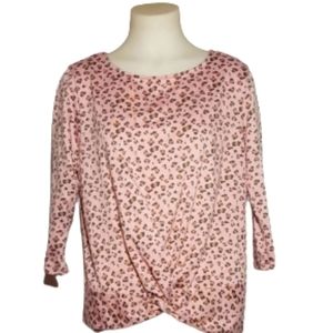 Above and Beyond Pink Brown Top Sz XL